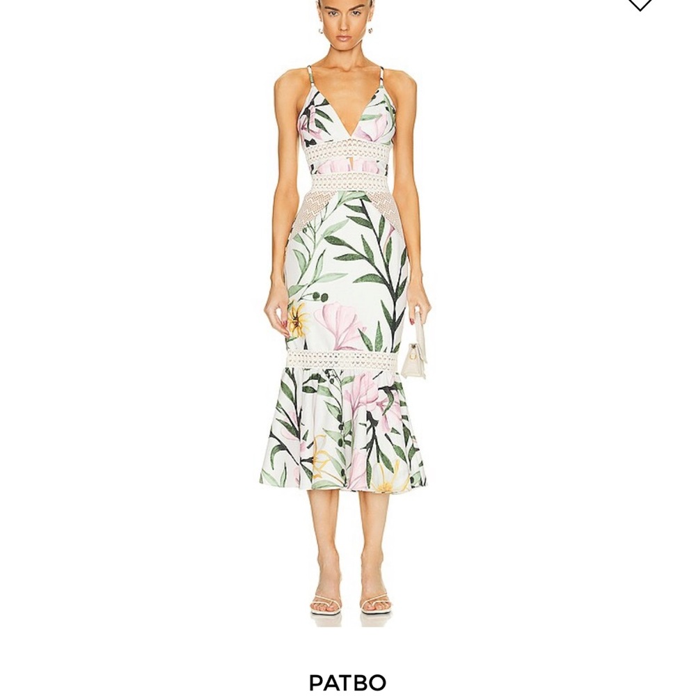 PatBO Floral Midi Dress - Green, Pink, White
